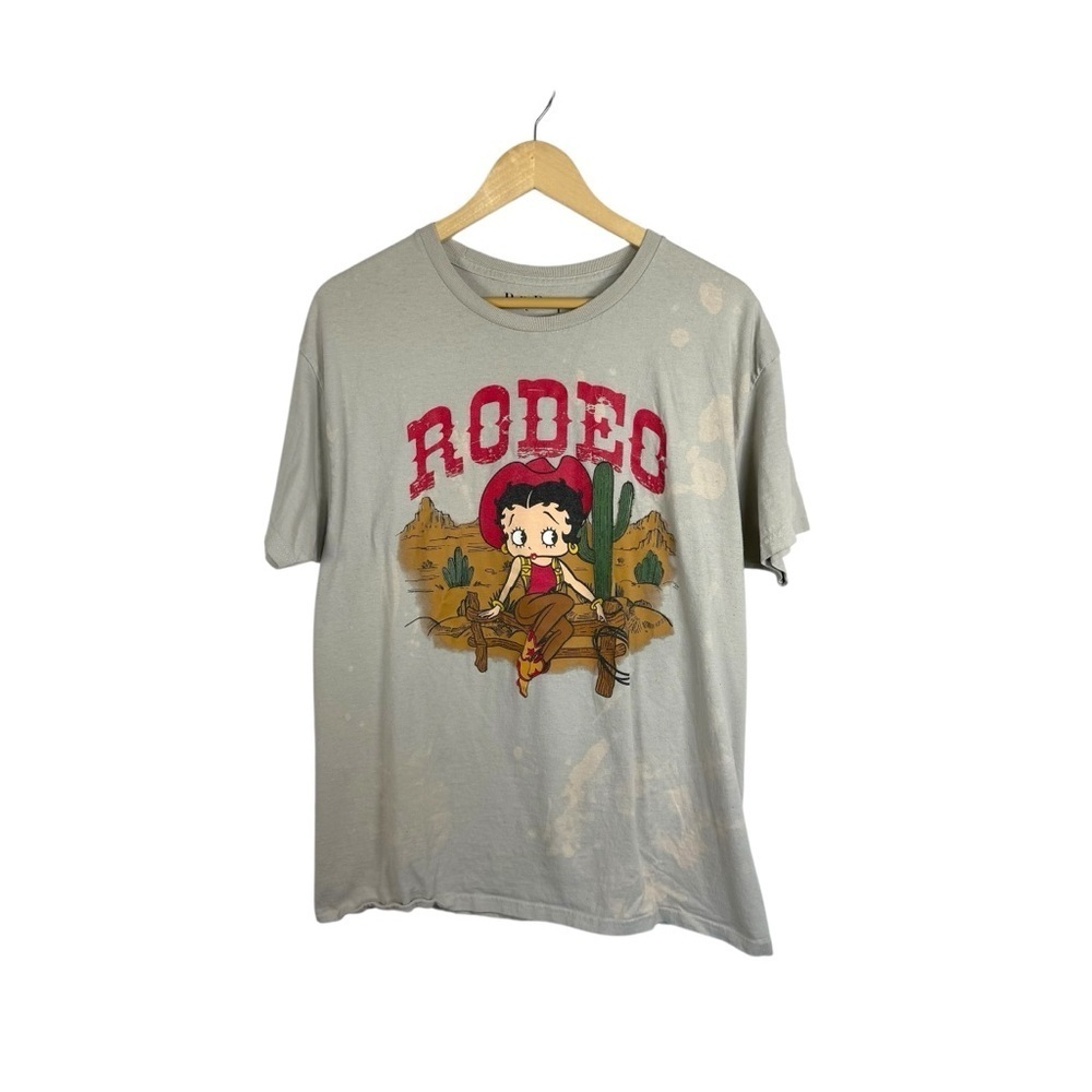VINTAGE Y2K Betty Boop Rodeo Cowboy Bleach Dye Tee Size L